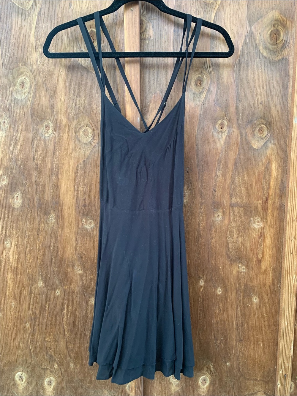 Sexy Cute Strappy Black Dress with flowing skirt and backside gather